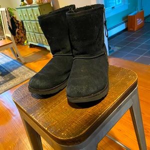 UGG black suede girls boots (size 6)